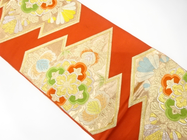 JAPANESE KIMONO / ANTIQUE FUKURO OBI / SILK / WOVEN MATSUKAWABISHI